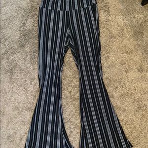 Black & white striped flare pants